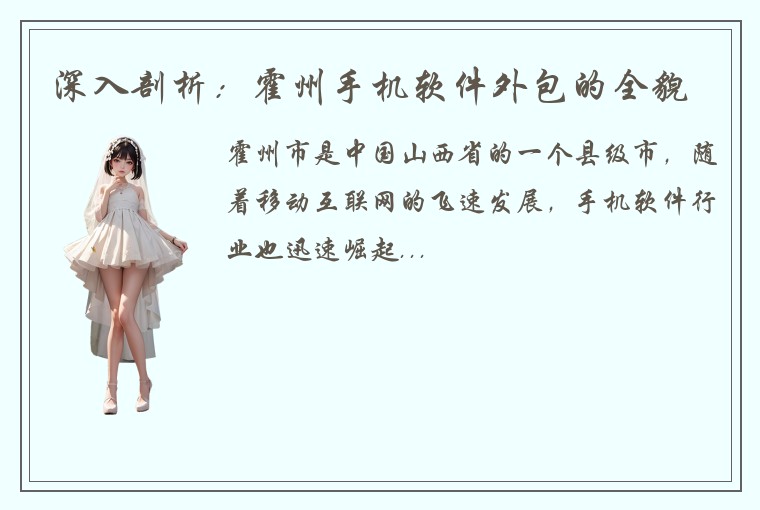 深入剖析：霍州手机软件外包的全貌