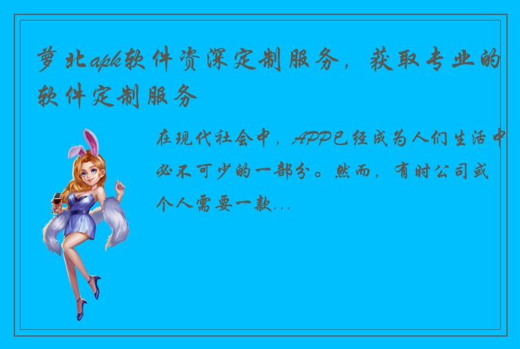 萝北apk软件资深定制服务，获取专业的软件定制服务