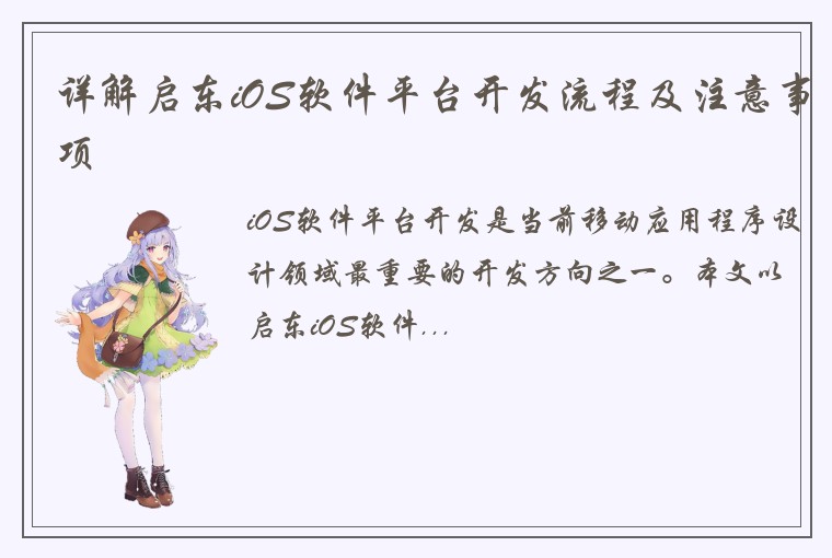 详解启东iOS软件平台开发流程及注意事项