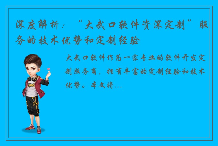深度解析：“大武口软件资深定制”服务的技术优势和定制经验
