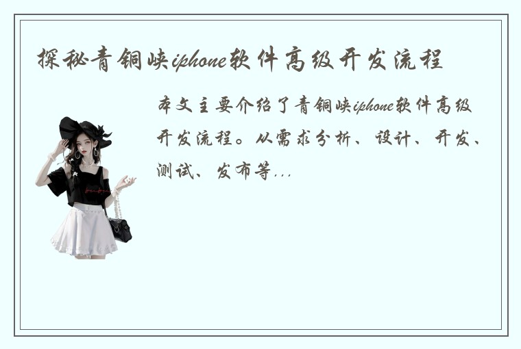 探秘青铜峡iphone软件高级开发流程