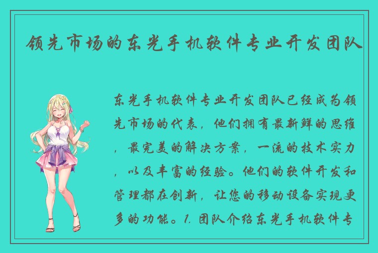 领先市场的东光手机软件专业开发团队