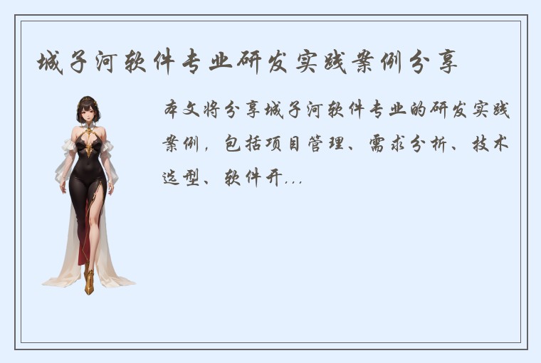 城子河软件专业研发实践案例分享