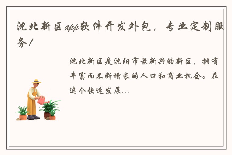 沈北新区app软件开发外包，专业定制服务！