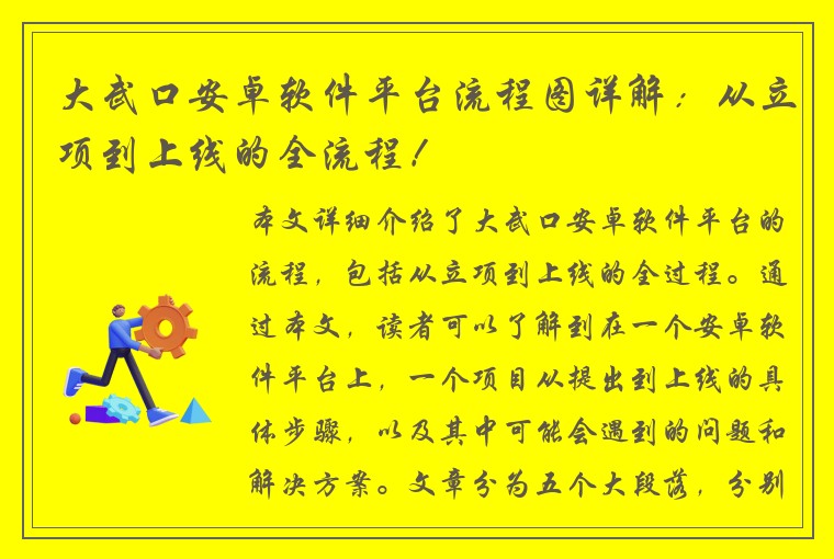 大武口安卓软件平台流程图详解：从立项到上线的全流程！
