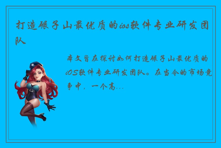 打造碾子山最优质的ios软件专业研发团队