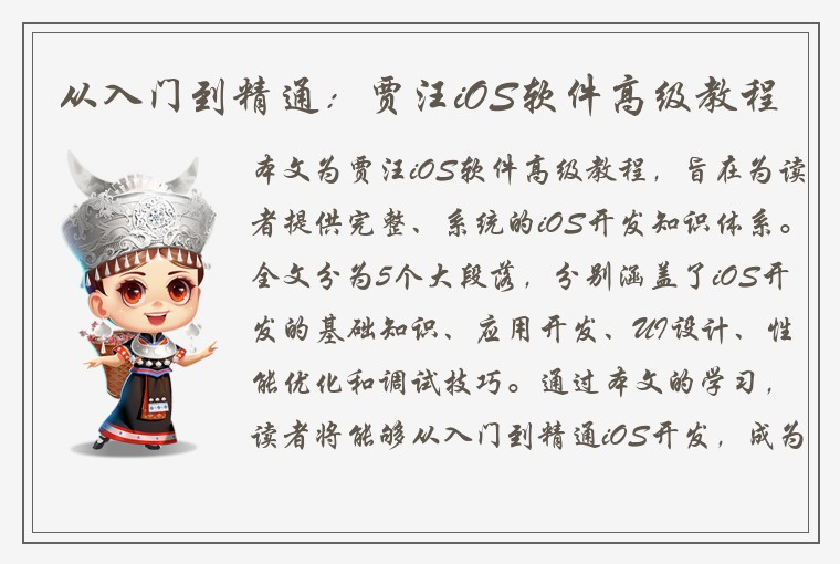 从入门到精通：贾汪iOS软件高级教程