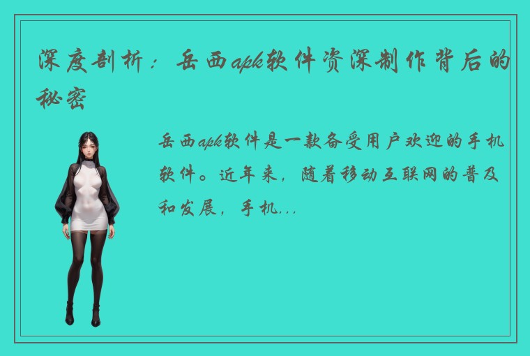 深度剖析：岳西apk软件资深制作背后的秘密