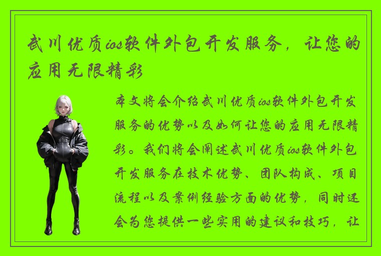 武川优质ios软件外包开发服务，让您的应用无限精彩
