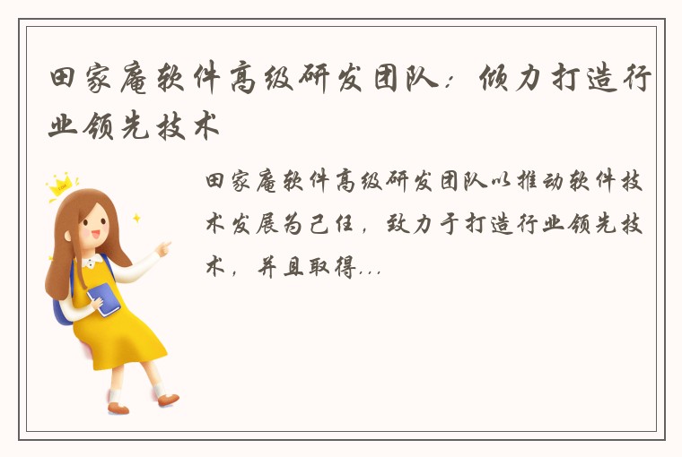 田家庵软件高级研发团队：倾力打造行业领先技术