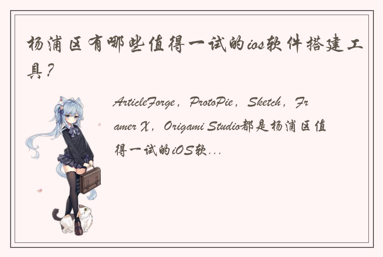 杨浦区有哪些值得一试的ios软件搭建工具？