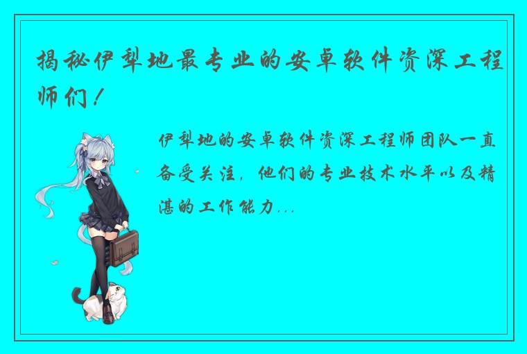 揭秘伊犁地最专业的安卓软件资深工程师们！