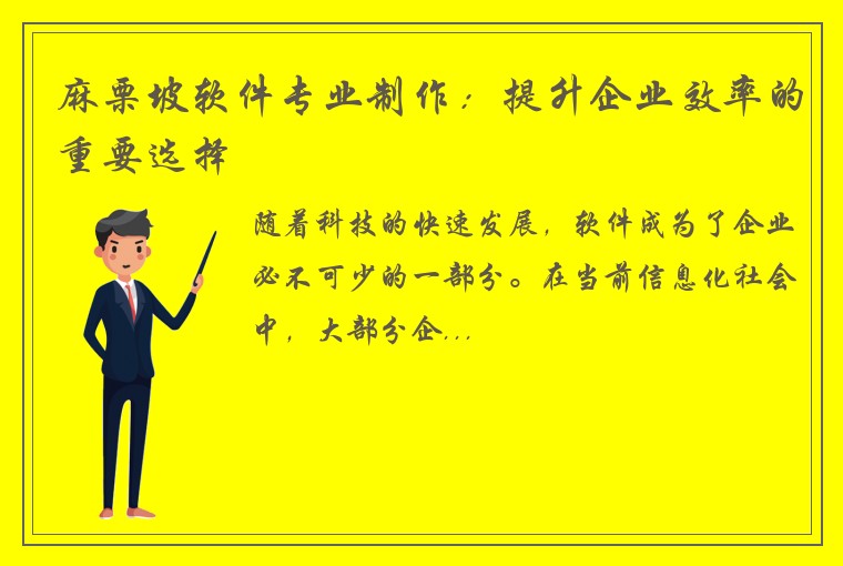 麻栗坡软件专业制作：提升企业效率的重要选择