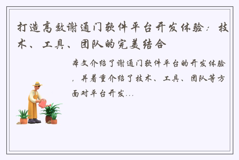 打造高效谢通门软件平台开发体验：技术、工具、团队的完美结合