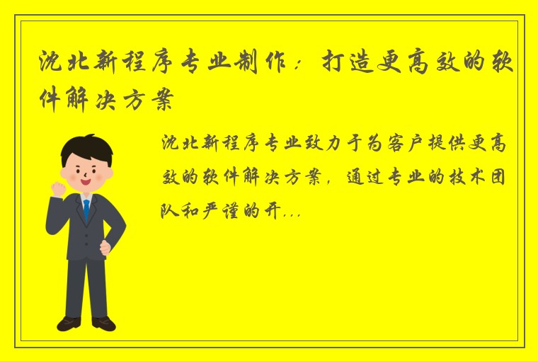 沈北新程序专业制作：打造更高效的软件解决方案