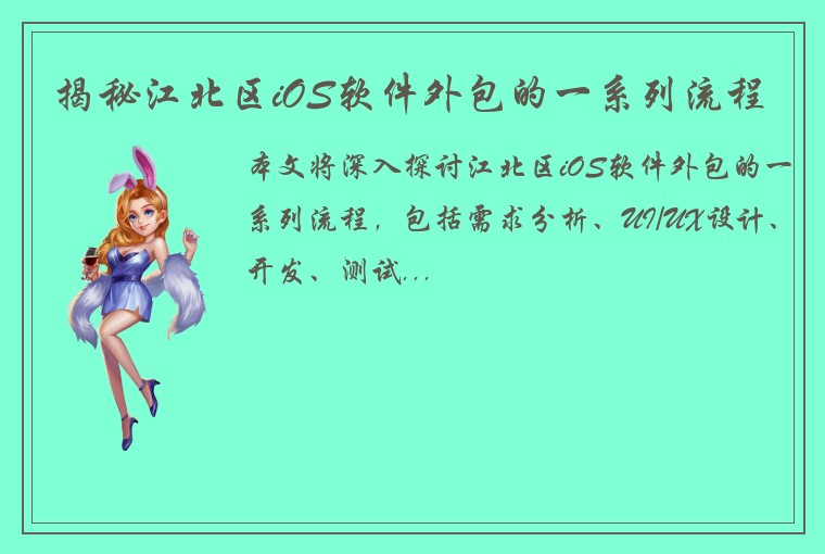 揭秘江北区iOS软件外包的一系列流程