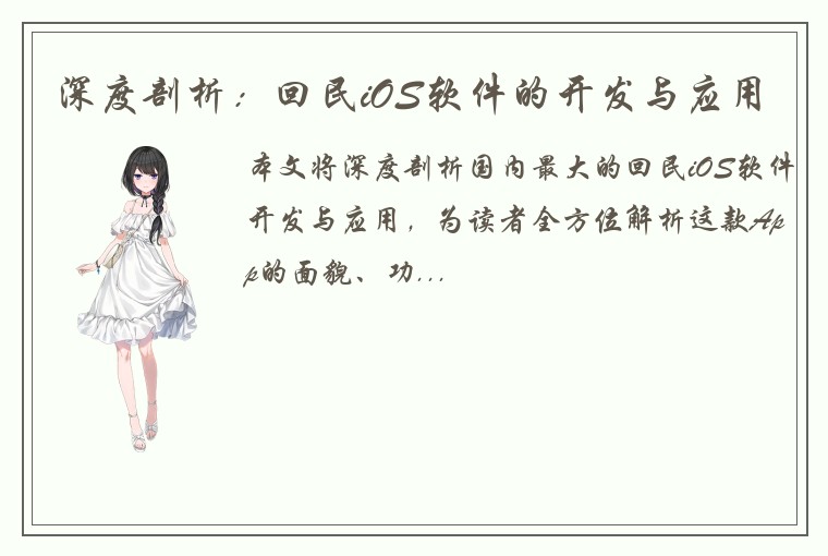 深度剖析：回民iOS软件的开发与应用
