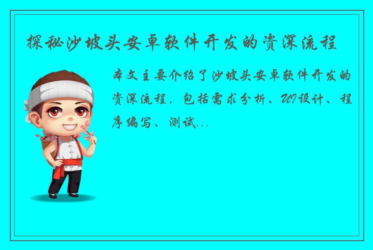 探秘沙坡头安卓软件开发的资深流程