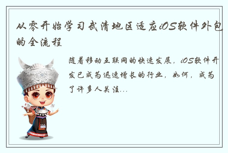 从零开始学习武清地区适应iOS软件外包的全流程