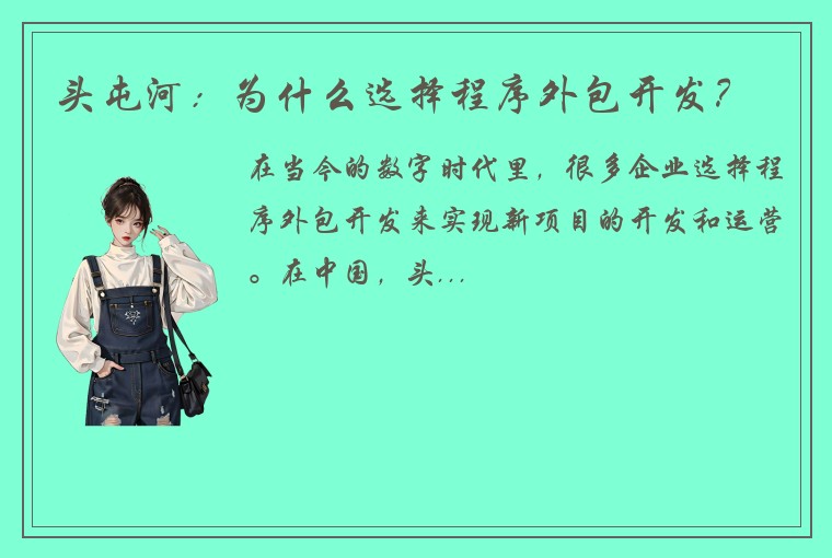 头屯河：为什么选择程序外包开发？
