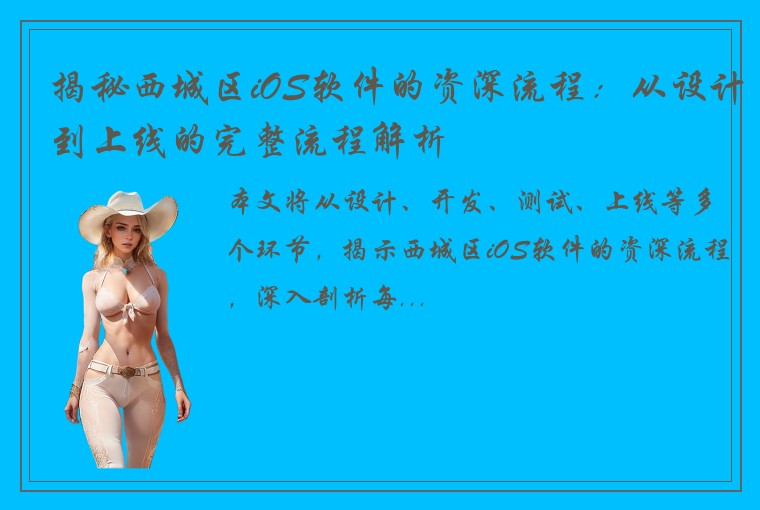 揭秘西城区iOS软件的资深流程：从设计到上线的完整流程解析