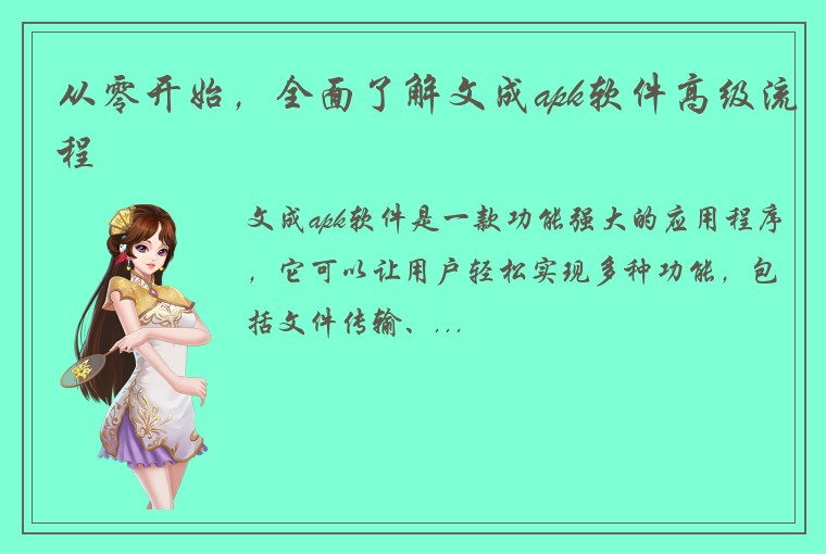 从零开始，全面了解文成apk软件高级流程