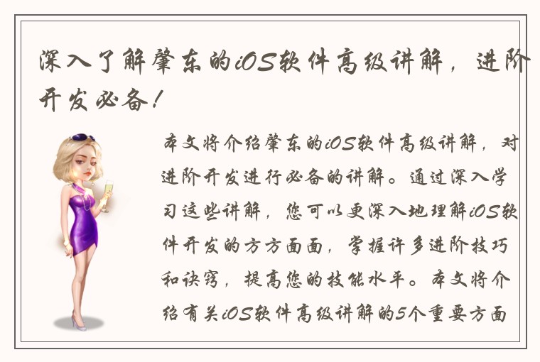 深入了解肇东的iOS软件高级讲解，进阶开发必备！