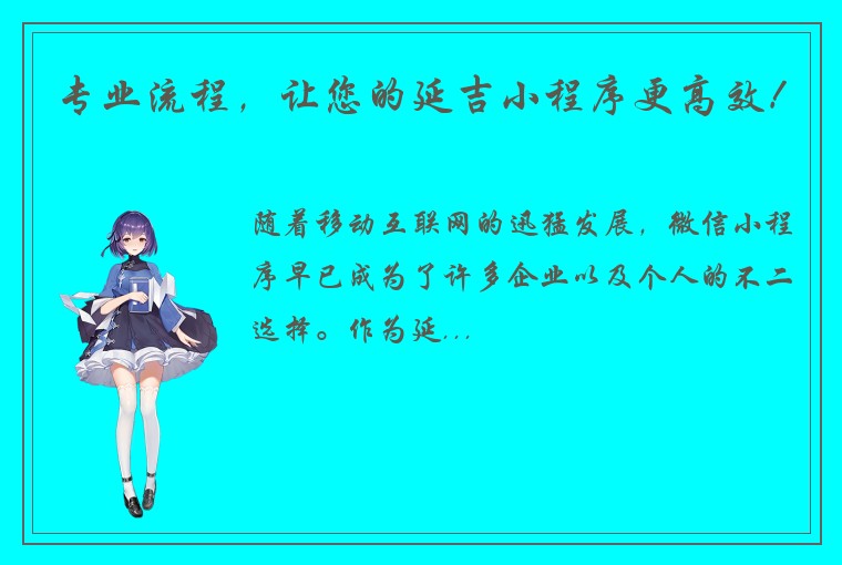 专业流程，让您的延吉小程序更高效！