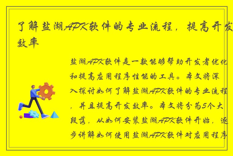 了解盐湖APK软件的专业流程，提高开发效率