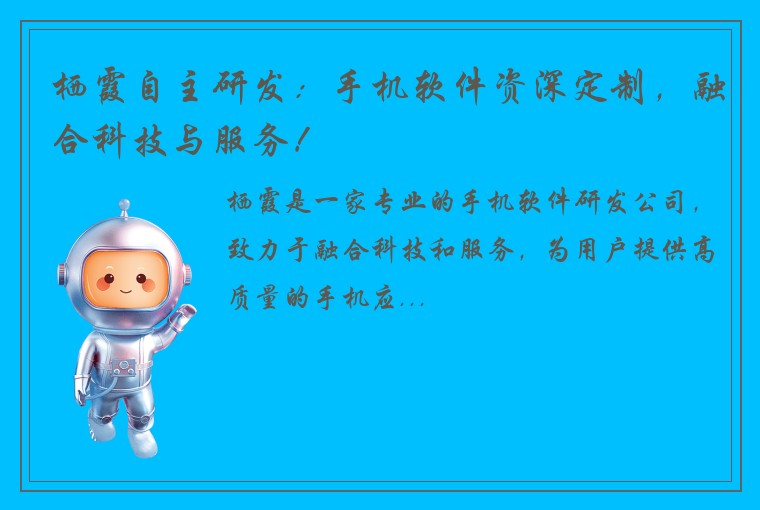 栖霞自主研发:手机软件资深定制,融合科技与服务!