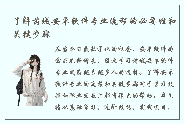 了解芮城安卓软件专业流程的必要性和关键步骤