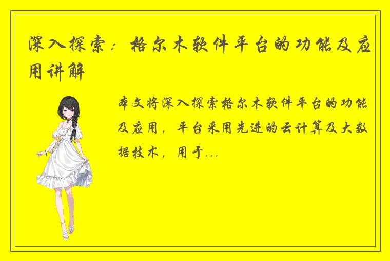 深入探索：格尔木软件平台的功能及应用讲解