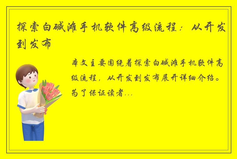探索白碱滩手机软件高级流程：从开发到发布