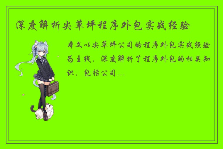 深度解析尖草坪程序外包实战经验