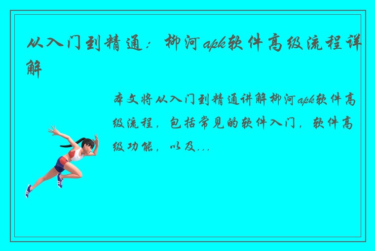 从入门到精通：柳河apk软件高级流程详解