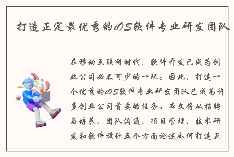 打造正定最优秀的iOS软件专业研发团队