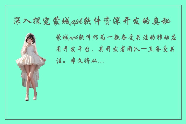 深入探究蒙城apk软件资深开发的奥秘