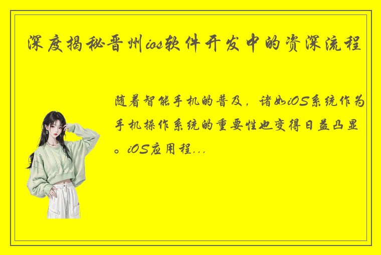 深度揭秘晋州ios软件开发中的资深流程