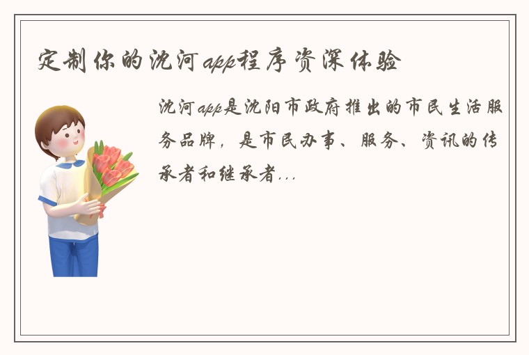 定制你的沈河app程序资深体验