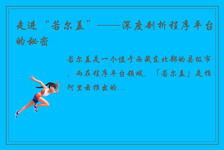 走进“若尔盖”——深度剖析程序平台的秘密