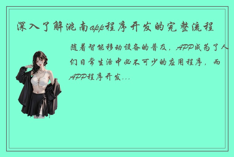 深入了解洮南app程序开发的完整流程