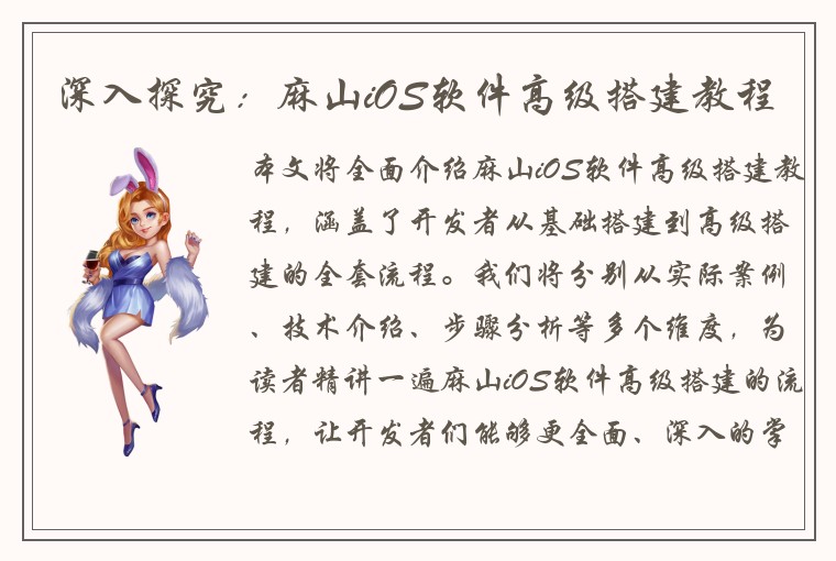 深入探究：麻山iOS软件高级搭建教程