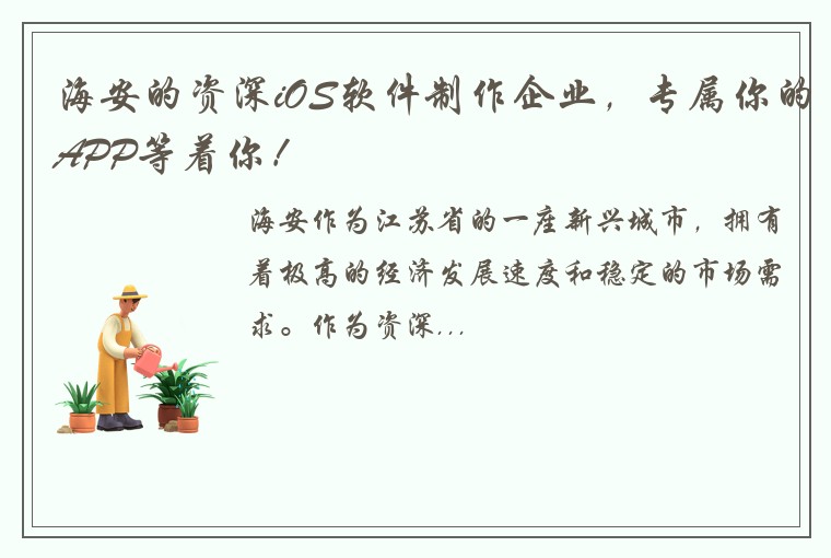 海安的资深iOS软件制作企业，专属你的APP等着你！