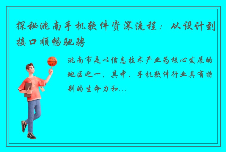 探秘洮南手机软件资深流程：从设计到接口顺畅驰骋