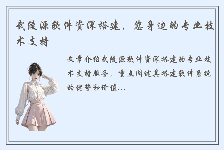 武陵源软件资深搭建，您身边的专业技术支持