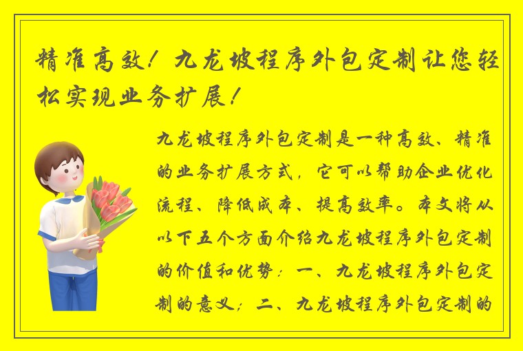 精准高效！九龙坡程序外包定制让您轻松实现业务扩展！