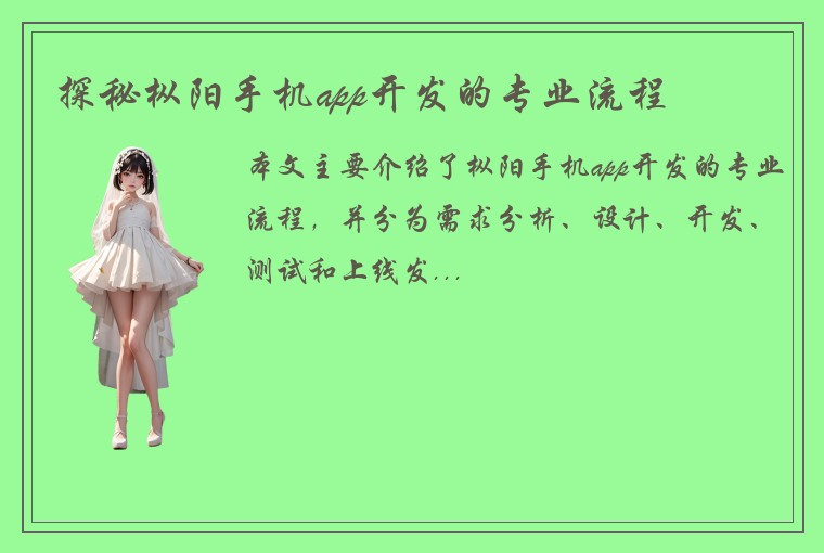 探秘枞阳手机app开发的专业流程