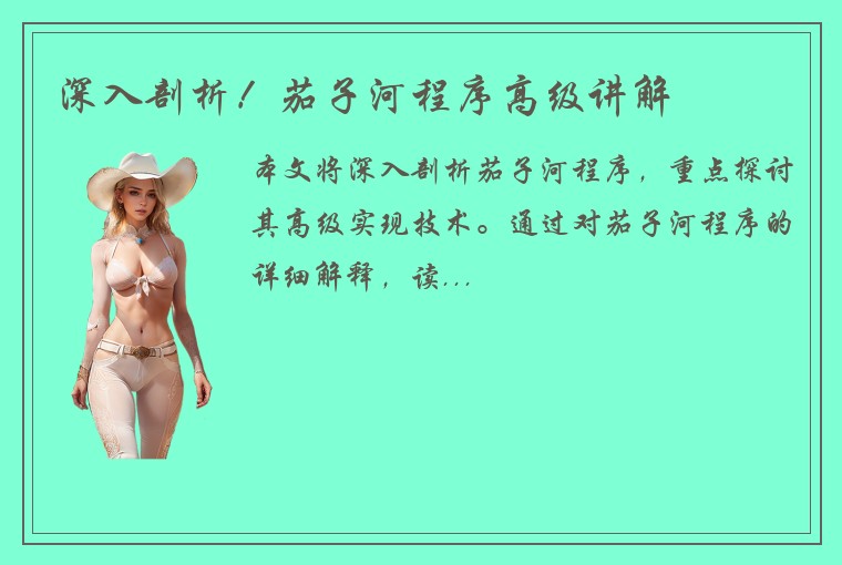 深入剖析！茄子河程序高级讲解