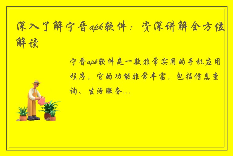 深入了解宁晋apk软件：资深讲解全方位解读
