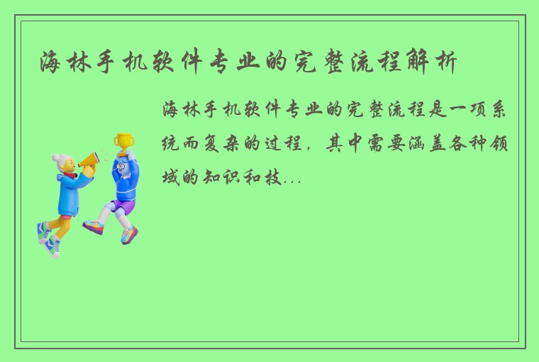 海林手机软件专业的完整流程解析